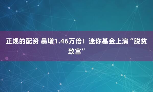 正规的配资 暴增1.46万倍！迷你基金上演“脱贫致富”